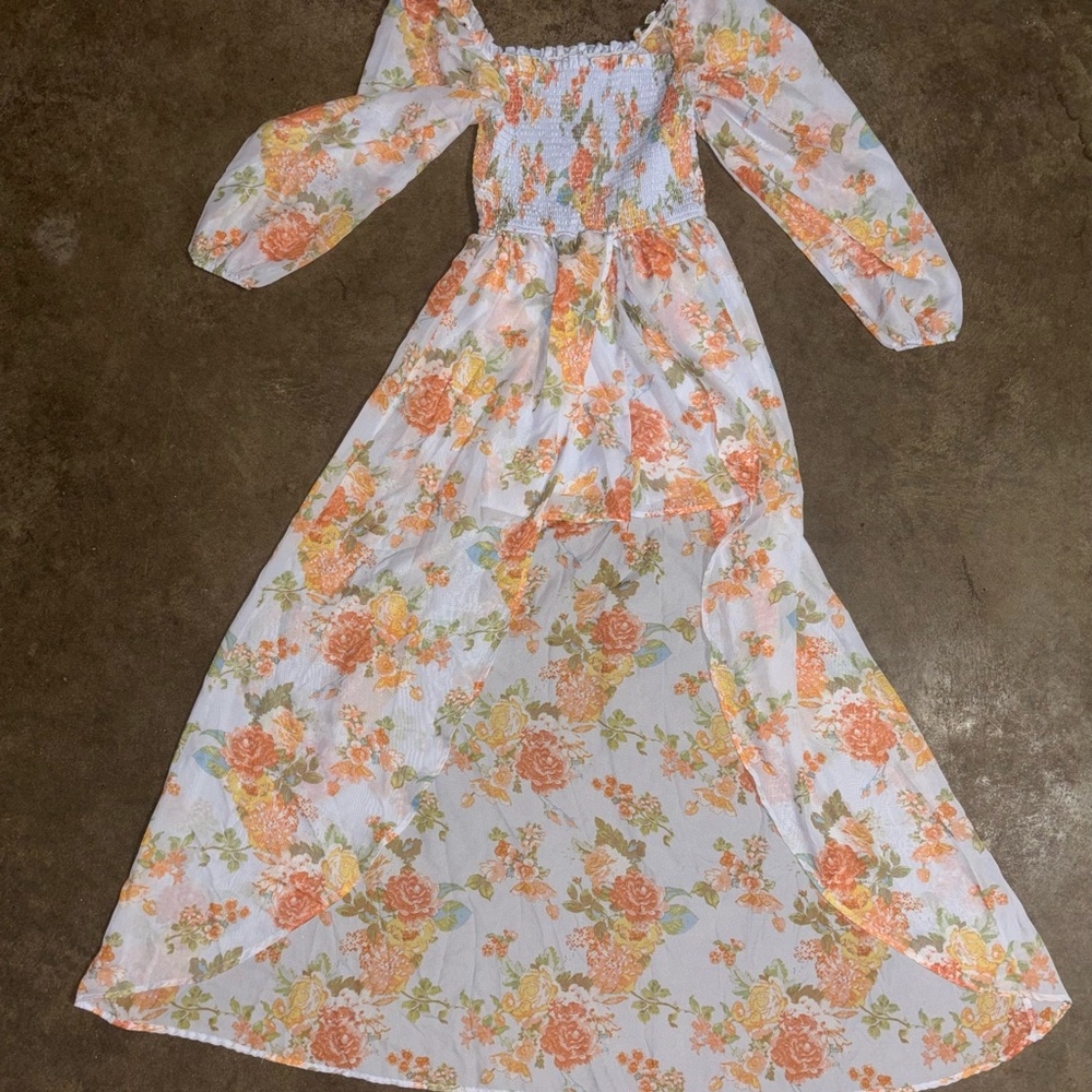 Rue21 Floral Long Sleeve Dress - Orange and White